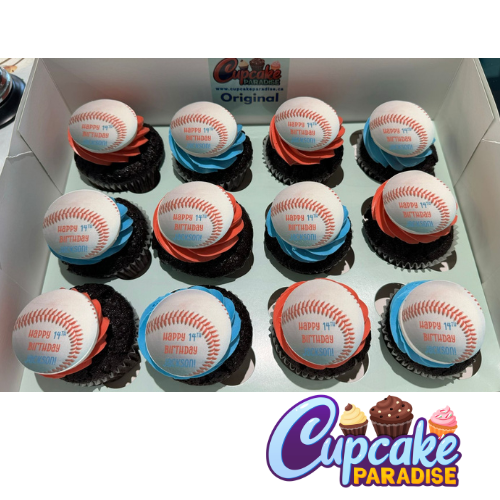 Baseball Cupcakes - Custom Color Frosting