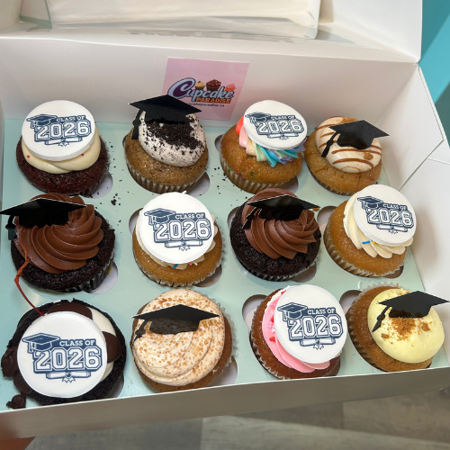 Graduation cupcakes 1/2 Edible 1/2 Hats - Select your Flavors