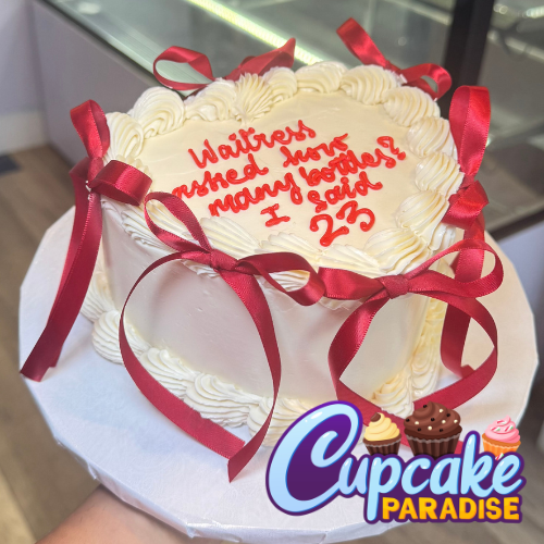 Message Heart Cake with Bows